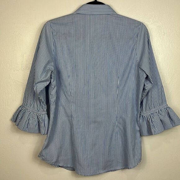 Gretchen Scott Button Front Cotton Blend Ruffle Cuff Shirt Size M And L - Picture 5 of 14